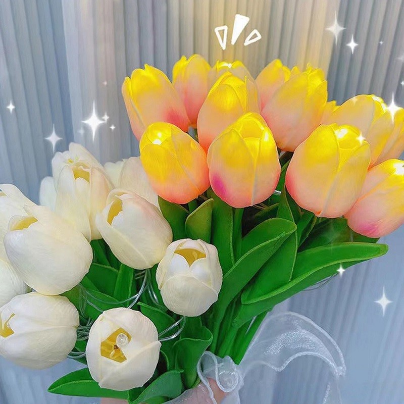 10 LED Artificial Tulips Flowers Night Light